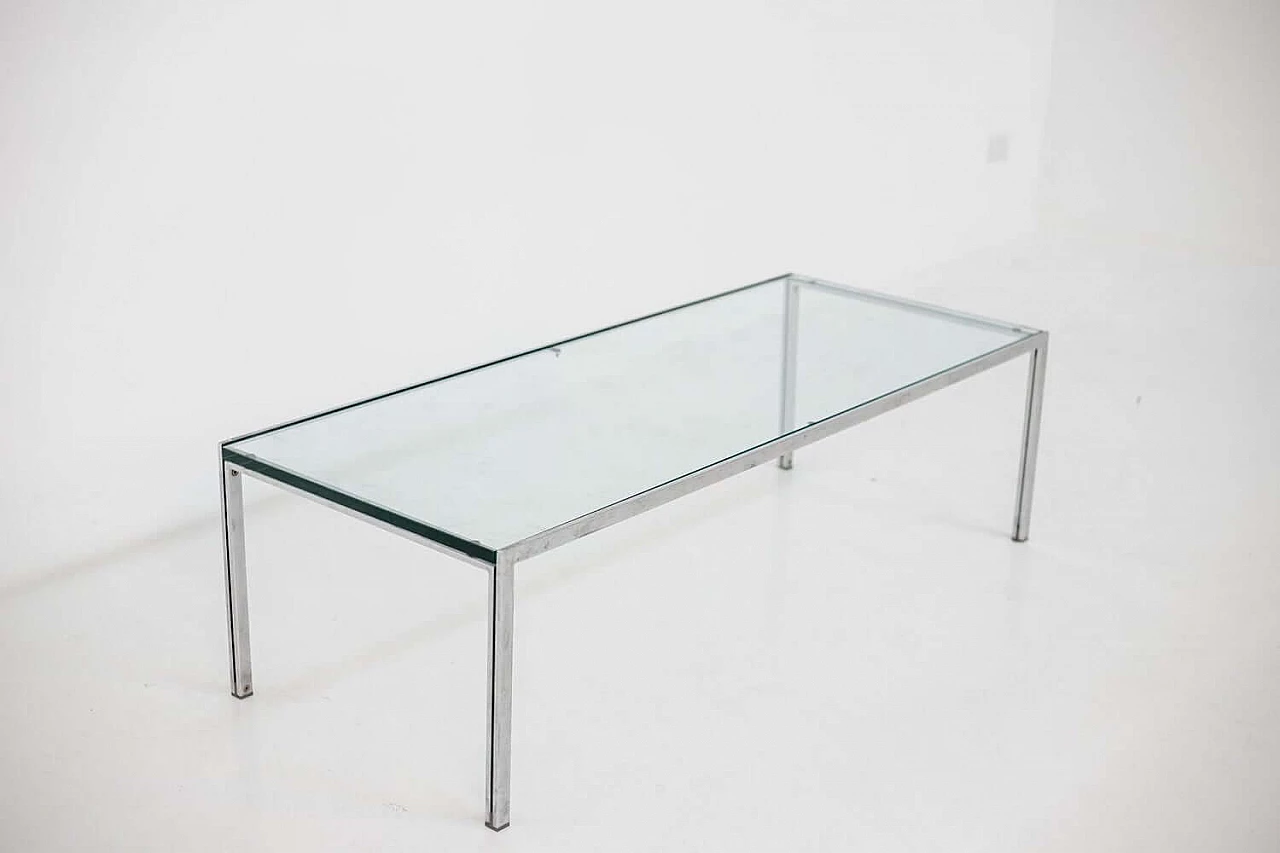 Tavolino in metallo e piano in vetro spesso di Ross Littell per DePadova, anni '60 1367496