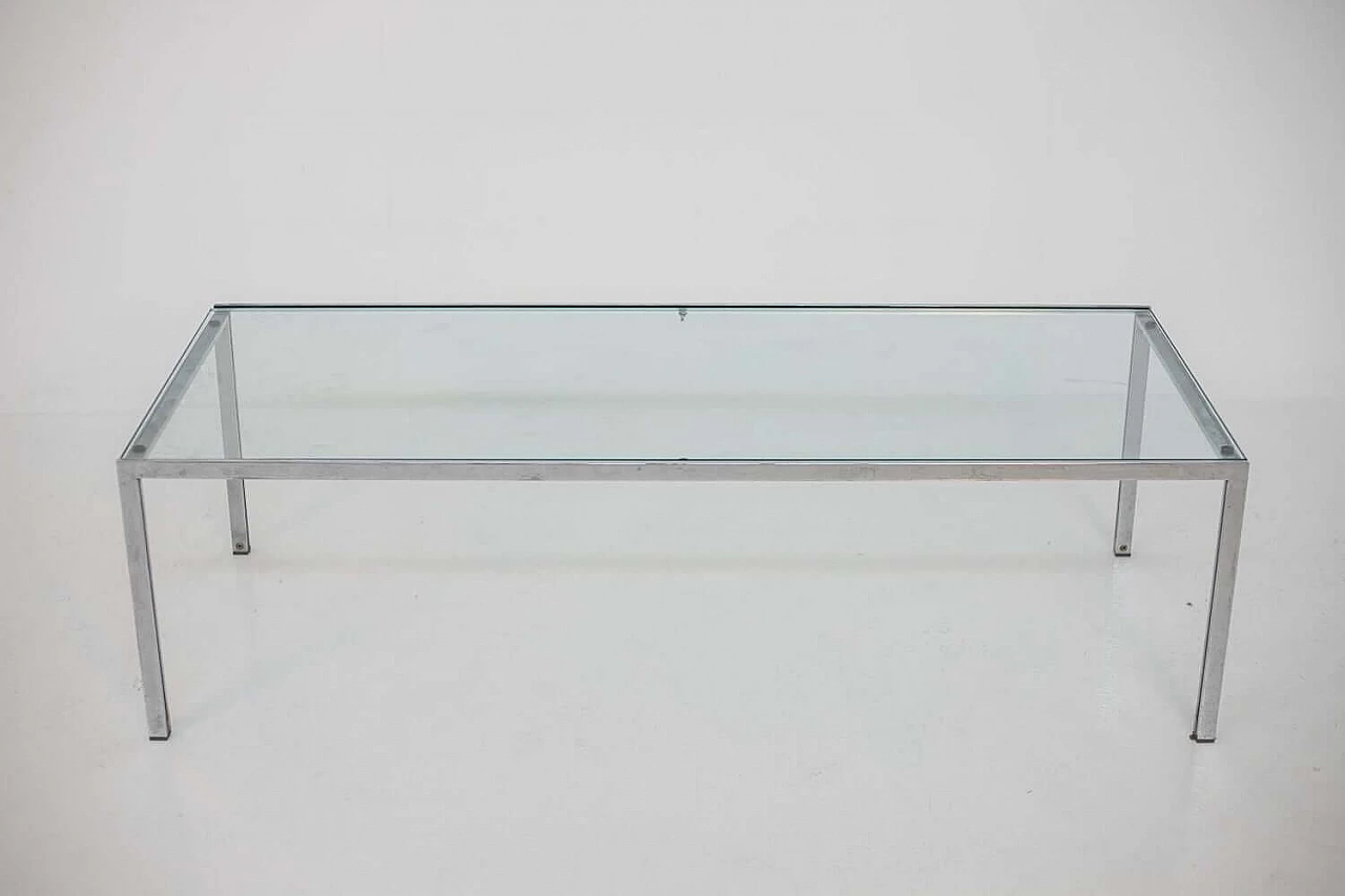 Tavolino in metallo e piano in vetro spesso di Ross Littell per DePadova, anni '60 1367497