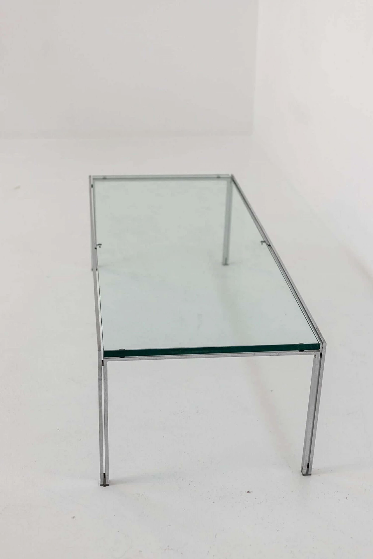 Tavolino in metallo e piano in vetro spesso di Ross Littell per DePadova, anni '60 1367501