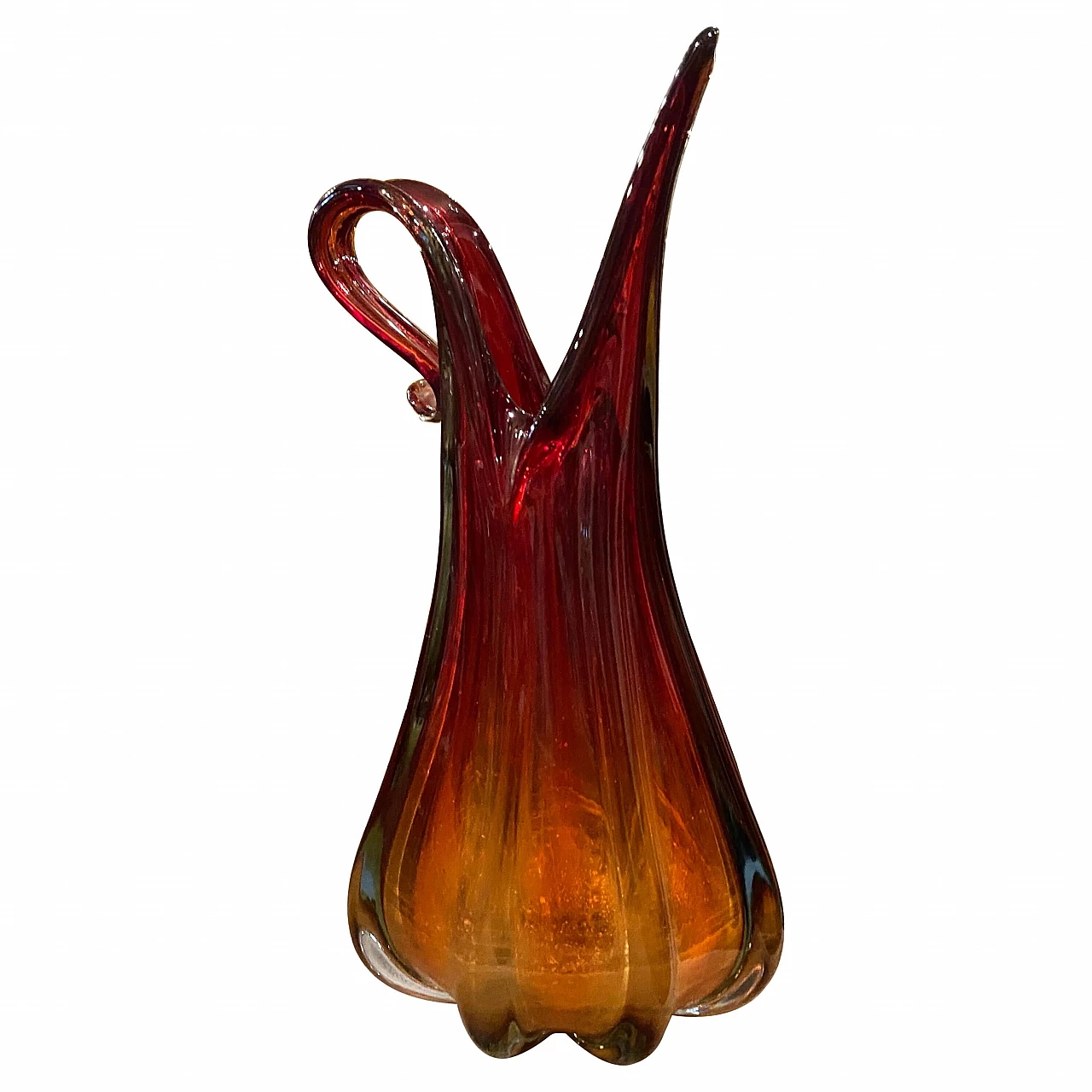 Vaso in vetro di Murano rosso di Flavio Poli, anni '70 1367605