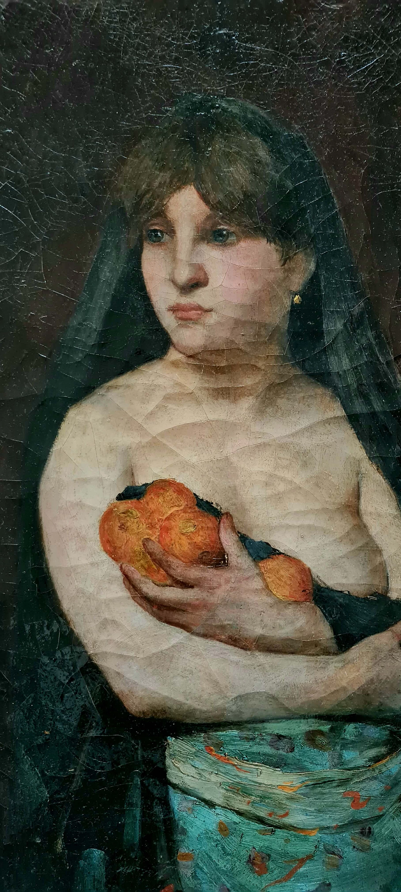 Girl with oranges, French oil painting, 19th century 1367801