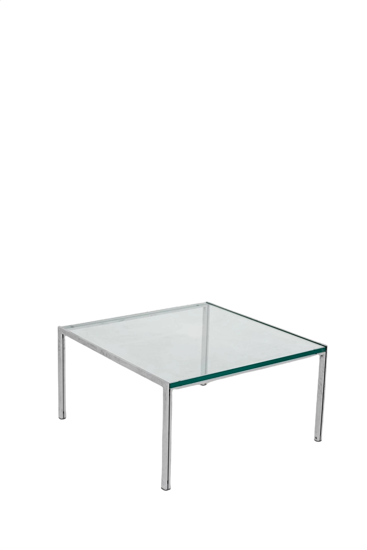 Tavolino Luar in acciaio con piano in vetro spesso di Ross Littell per ICF, anni '70 1367861