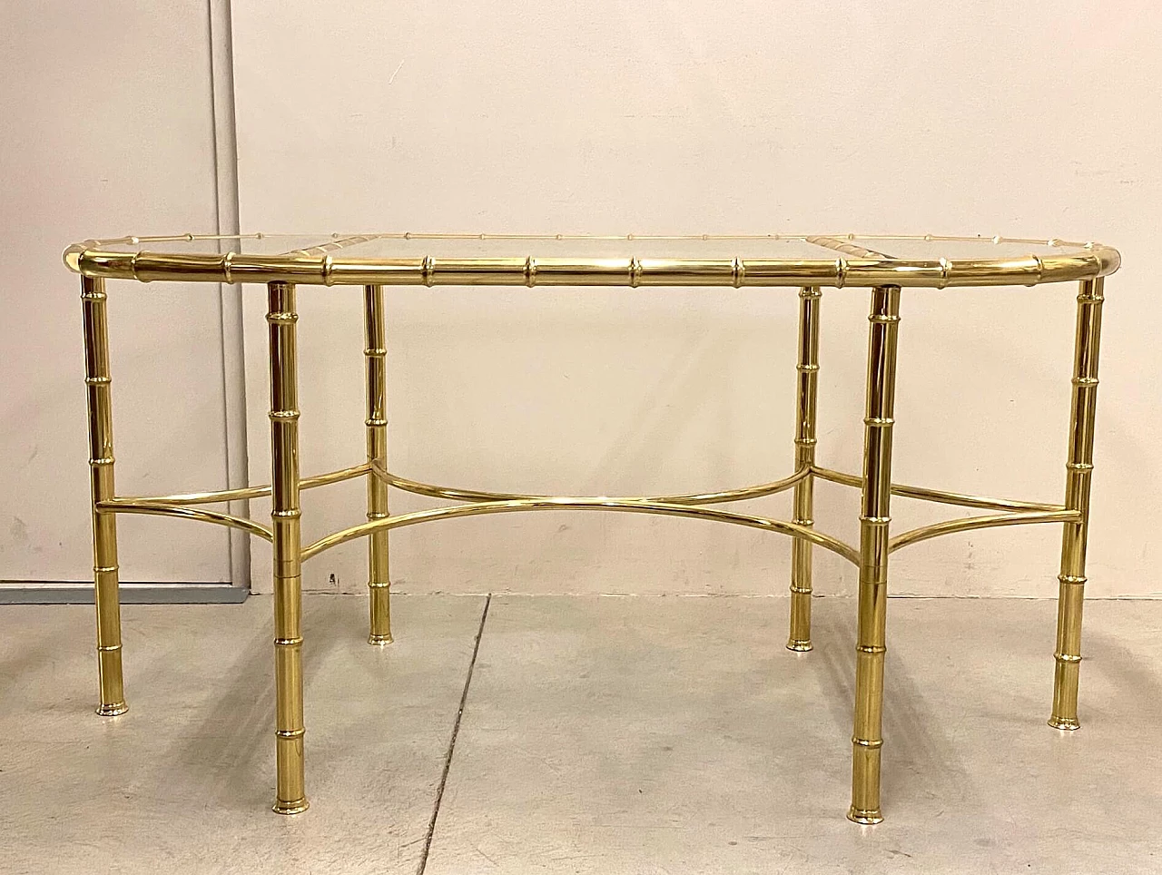 Tavolo in ottone effetto bambù, anni '70 1368024