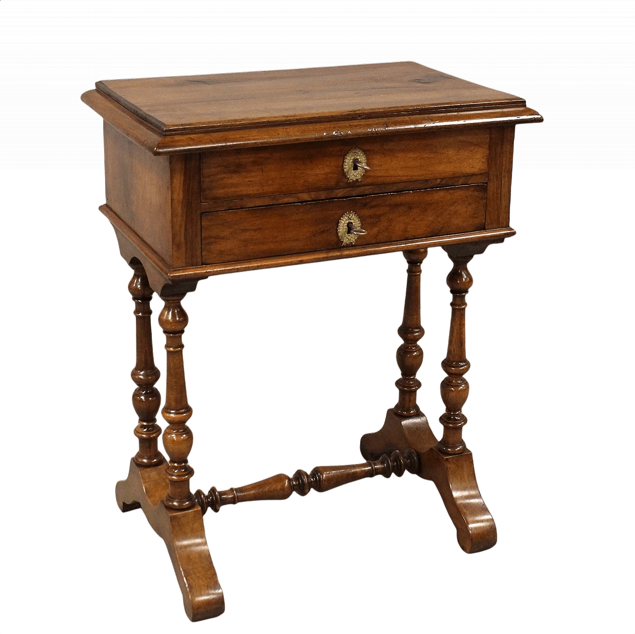 Louis Philippe coffee table with drawers in solid walnut, 19th century 1368172