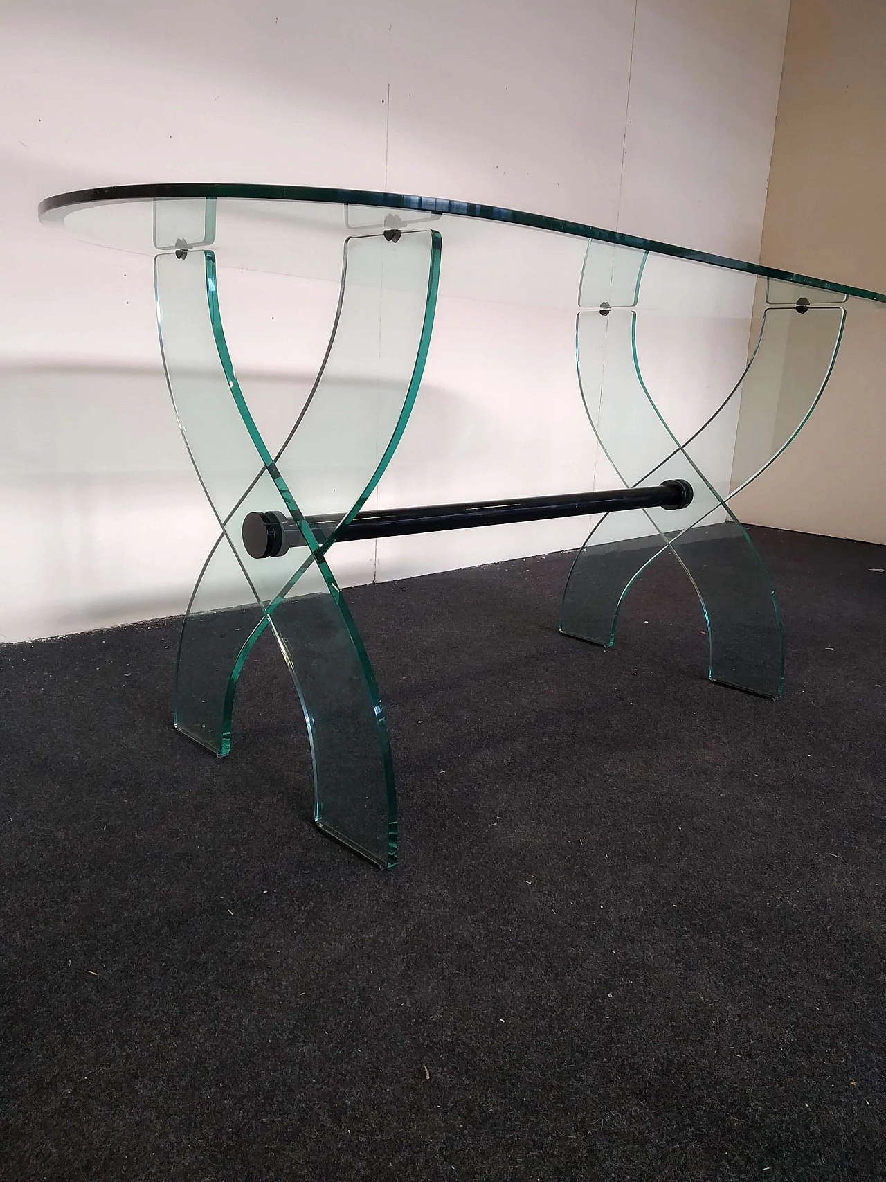 Glass entryway console table, 80s 1368177