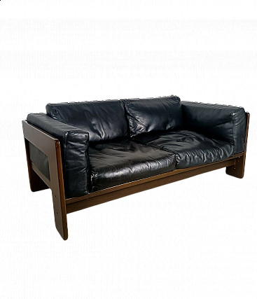 Bastiano 2-seat sofa in leather by Afra e Tobia Scarpa for Gavina, 70s