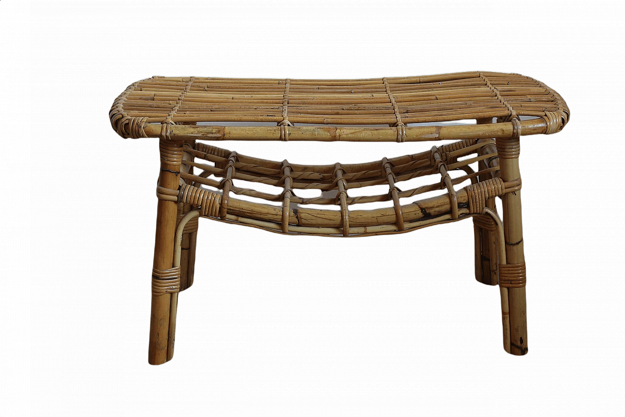 Tavolino in vimini sullo stile di Tito Agnoli, anni '70 1368246