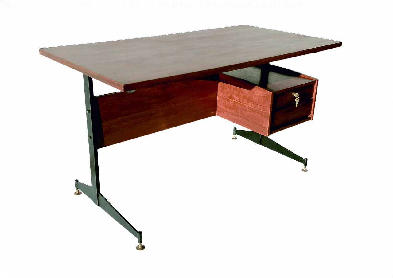 Scrivania in teak e ferro, anni '60 1368656