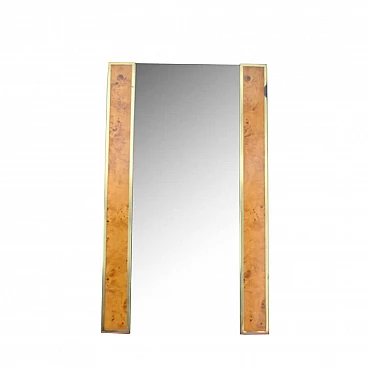 Mirror in brass and briarwood, 70s