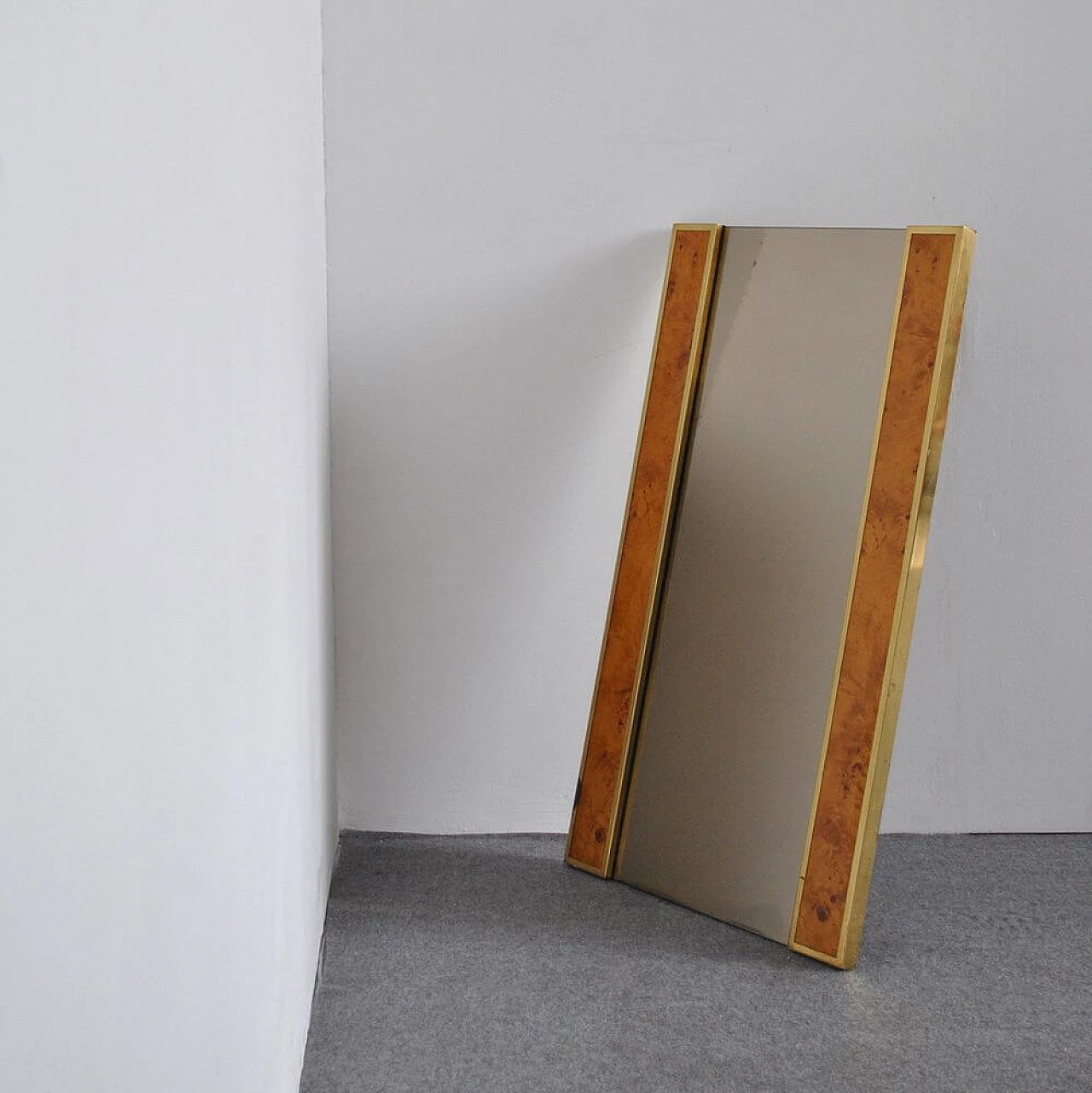 Mirror in brass and briarwood, 70s 1368711