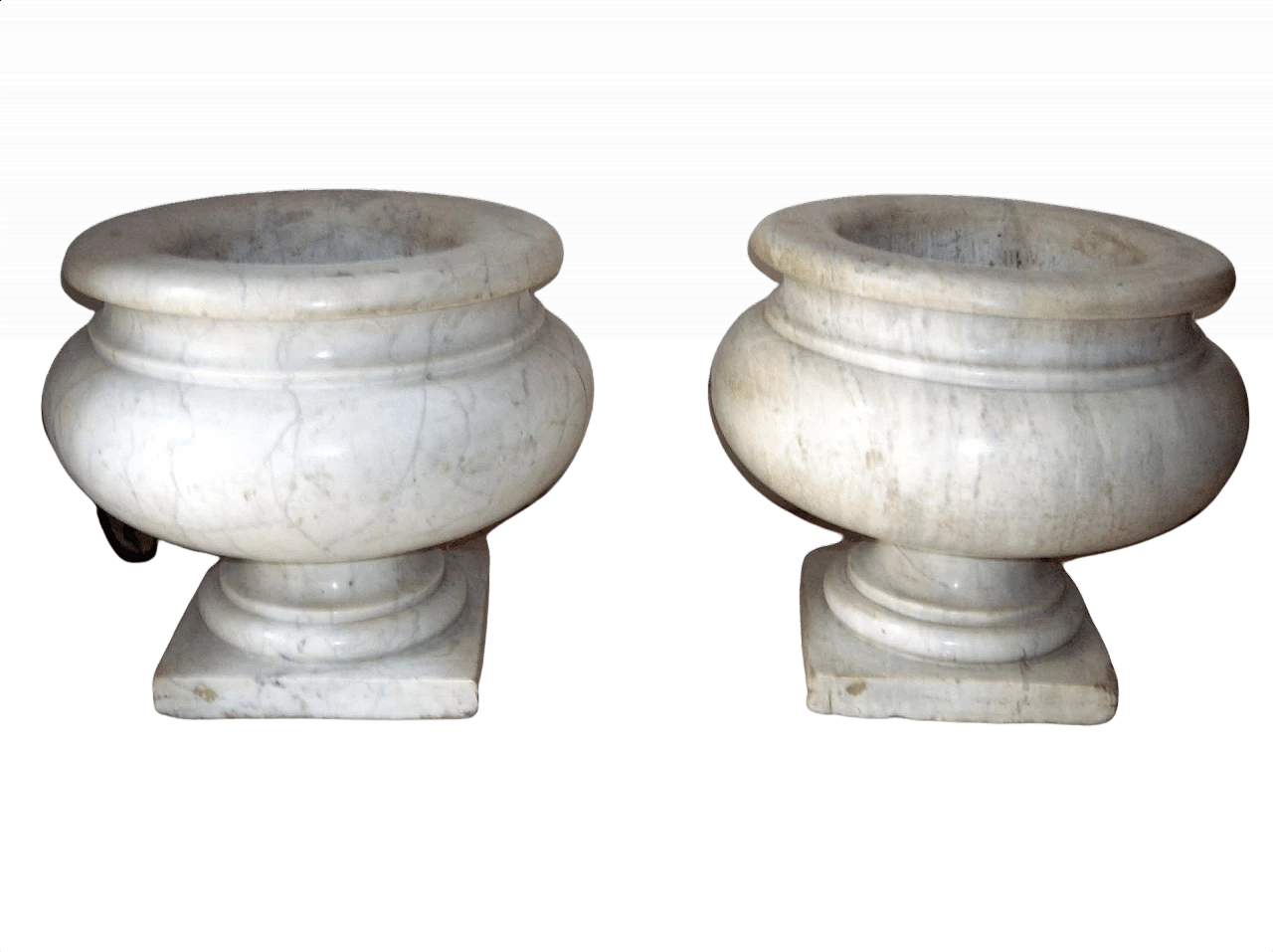 Pair of vases in white marble, 19th century 1368773