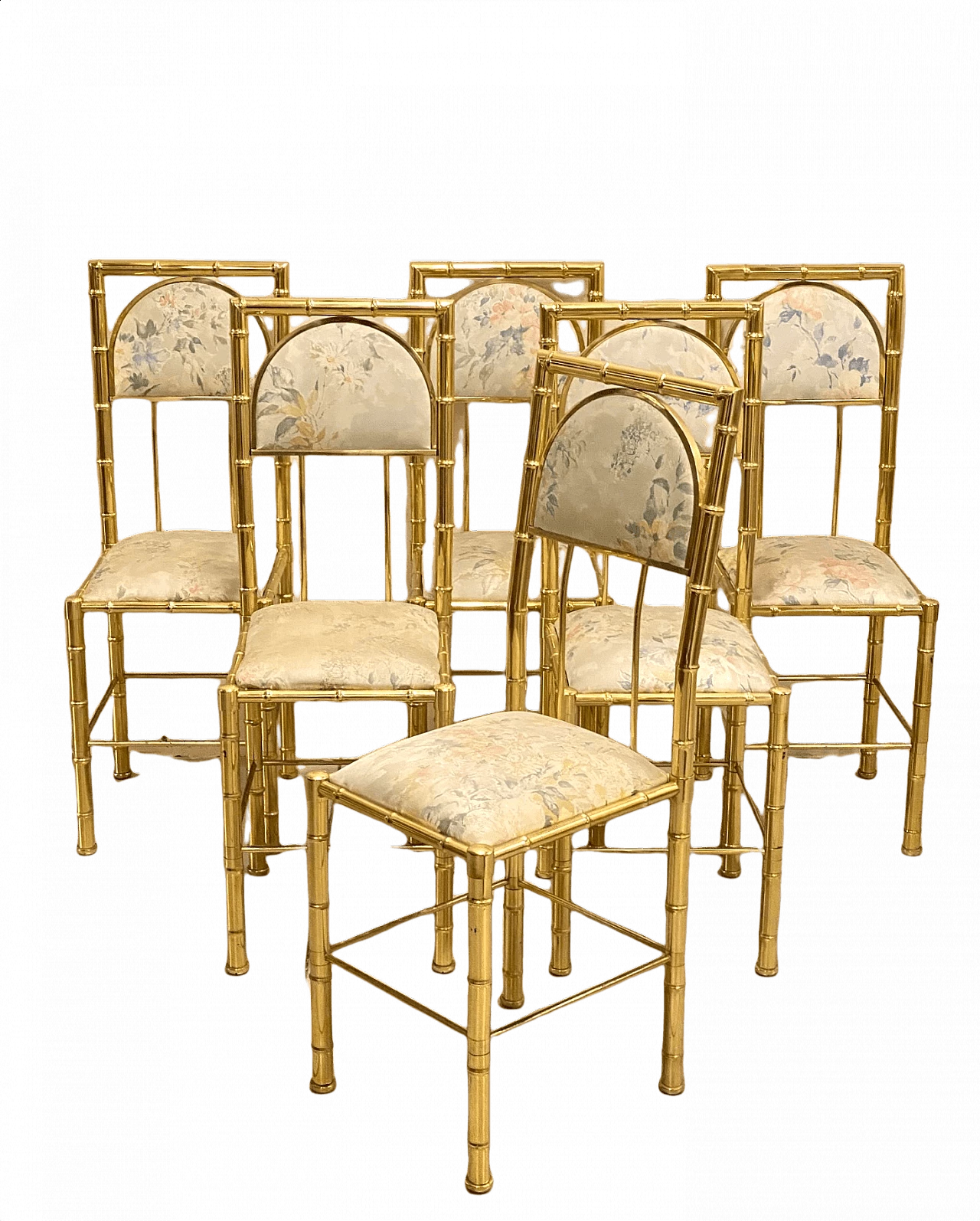 6 Sedie in ottone effetto bambù, anni '70 1368895