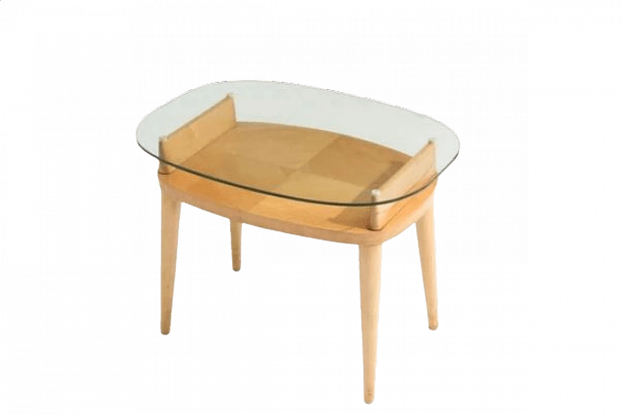Coffee table attributed to Gio Ponti in wood with glass top, 1950s 1368942