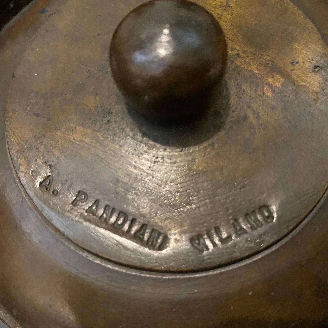 Calamaio in bronzo in stile Art Nouveau di Antonio Pandiani, del '800 1368993