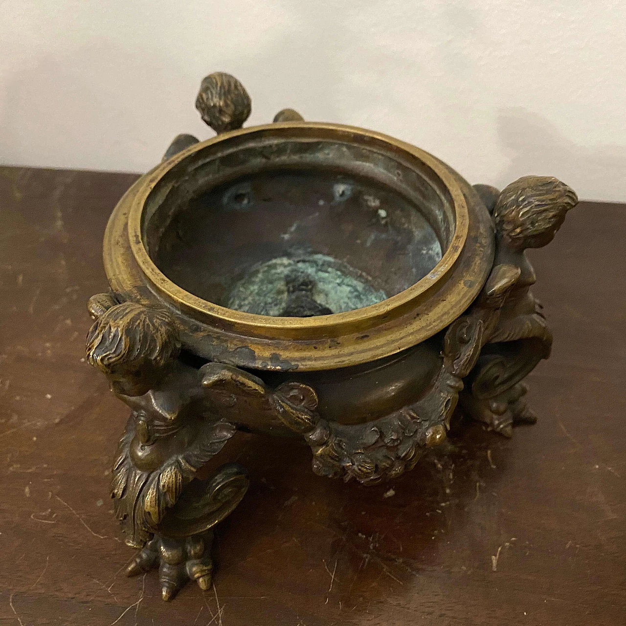 Calamaio in bronzo in stile Art Nouveau di Antonio Pandiani, del '800 1368996