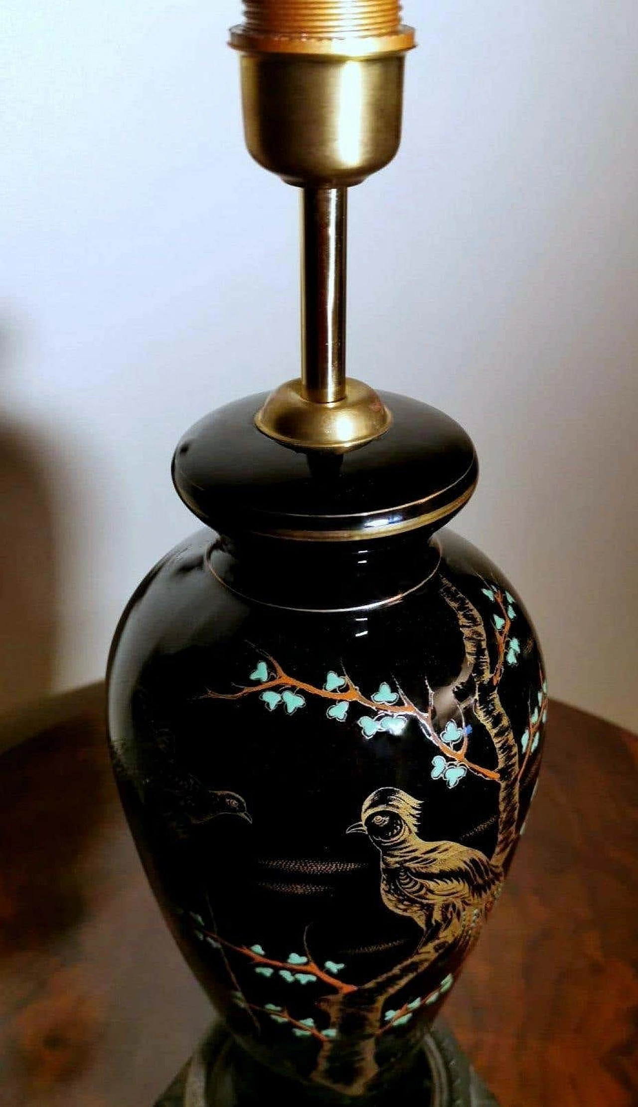 Lampada da tavolo in porcellana di Parigi decorata a mano e metallo, anni '20 1369188