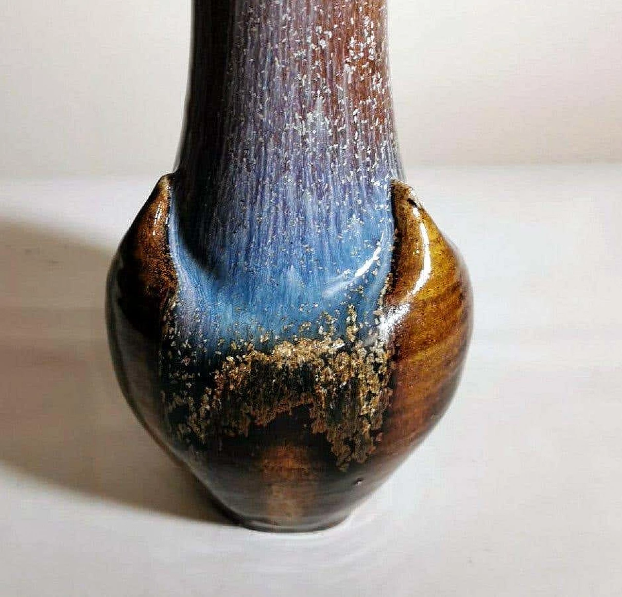 Pair of vases in colored porcelain stoneware, 70s 1369202