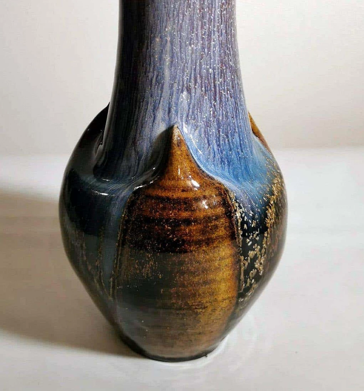 Pair of vases in colored porcelain stoneware, 70s 1369203