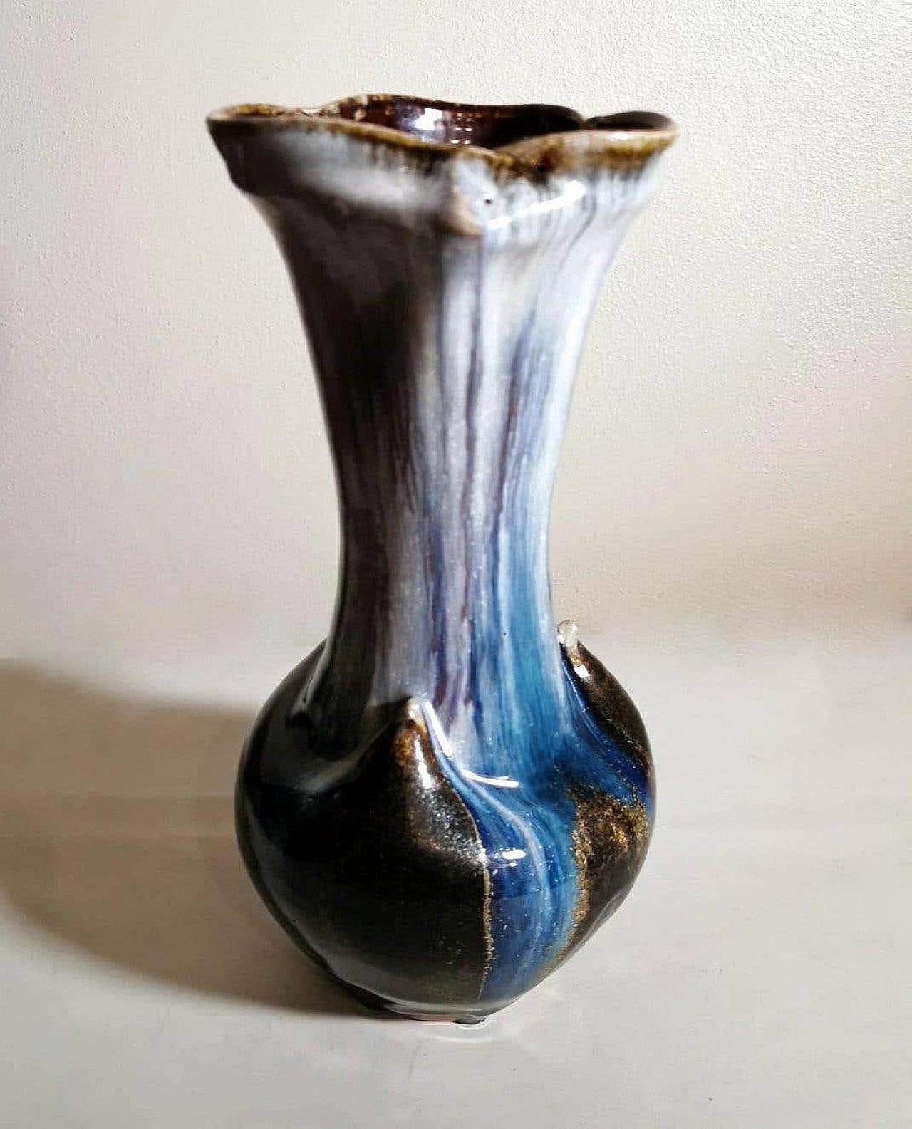 Coppia di vasi in gres porcellanato colorato, anni '70 1369209