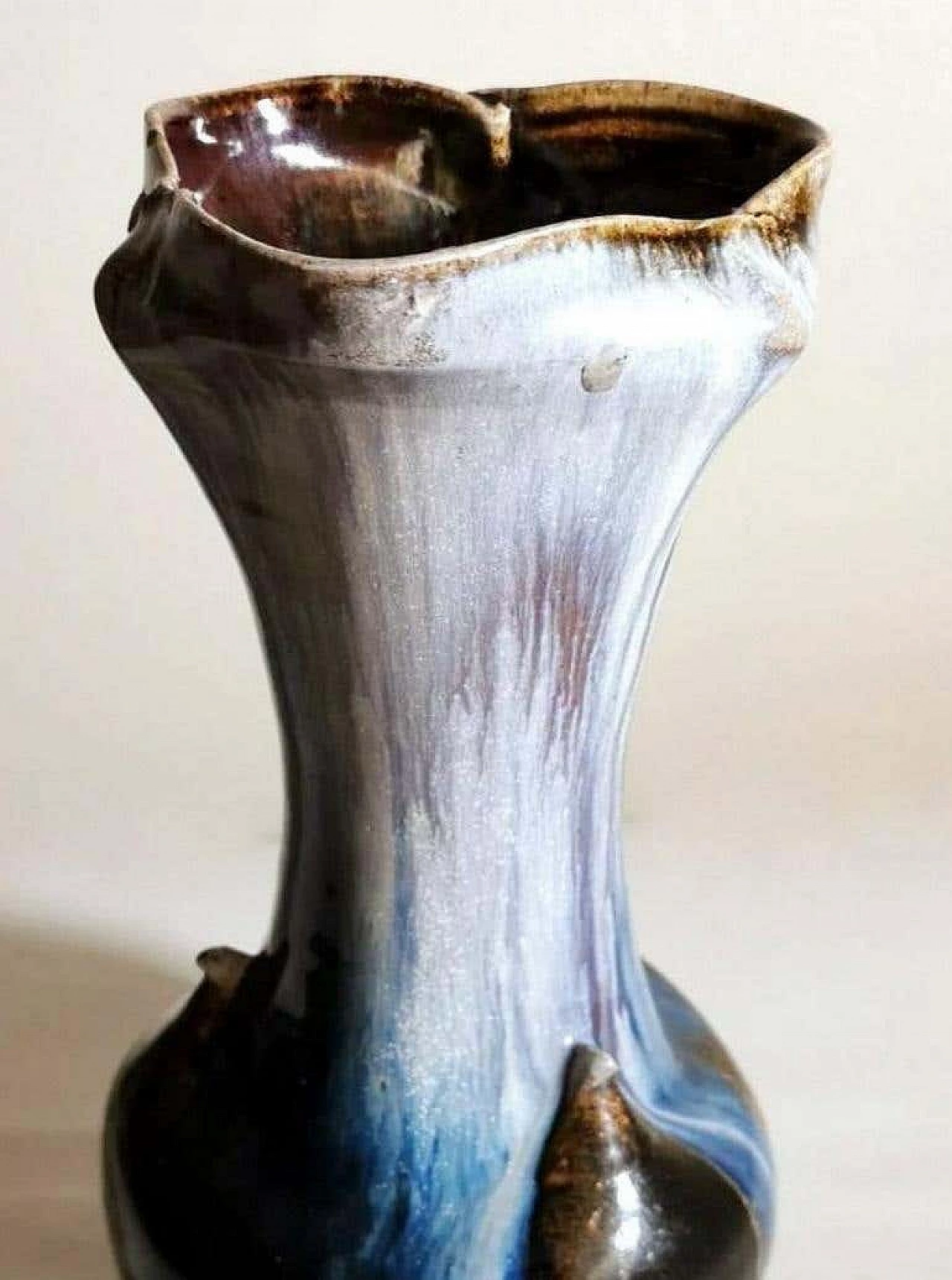 Pair of vases in colored porcelain stoneware, 70s 1369211