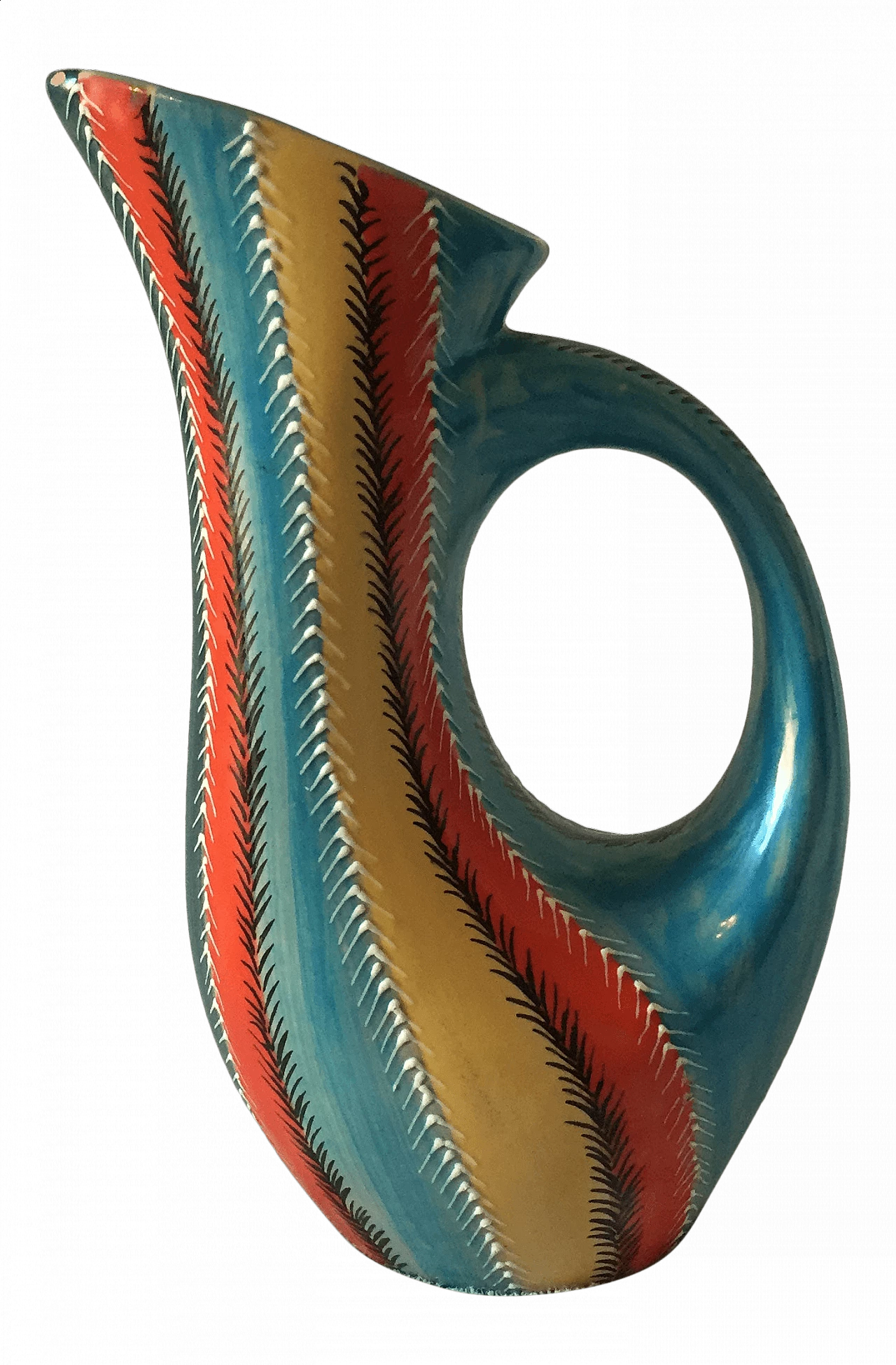 Caraffa in maiolica policroma di Deruta, anni '40 1369273