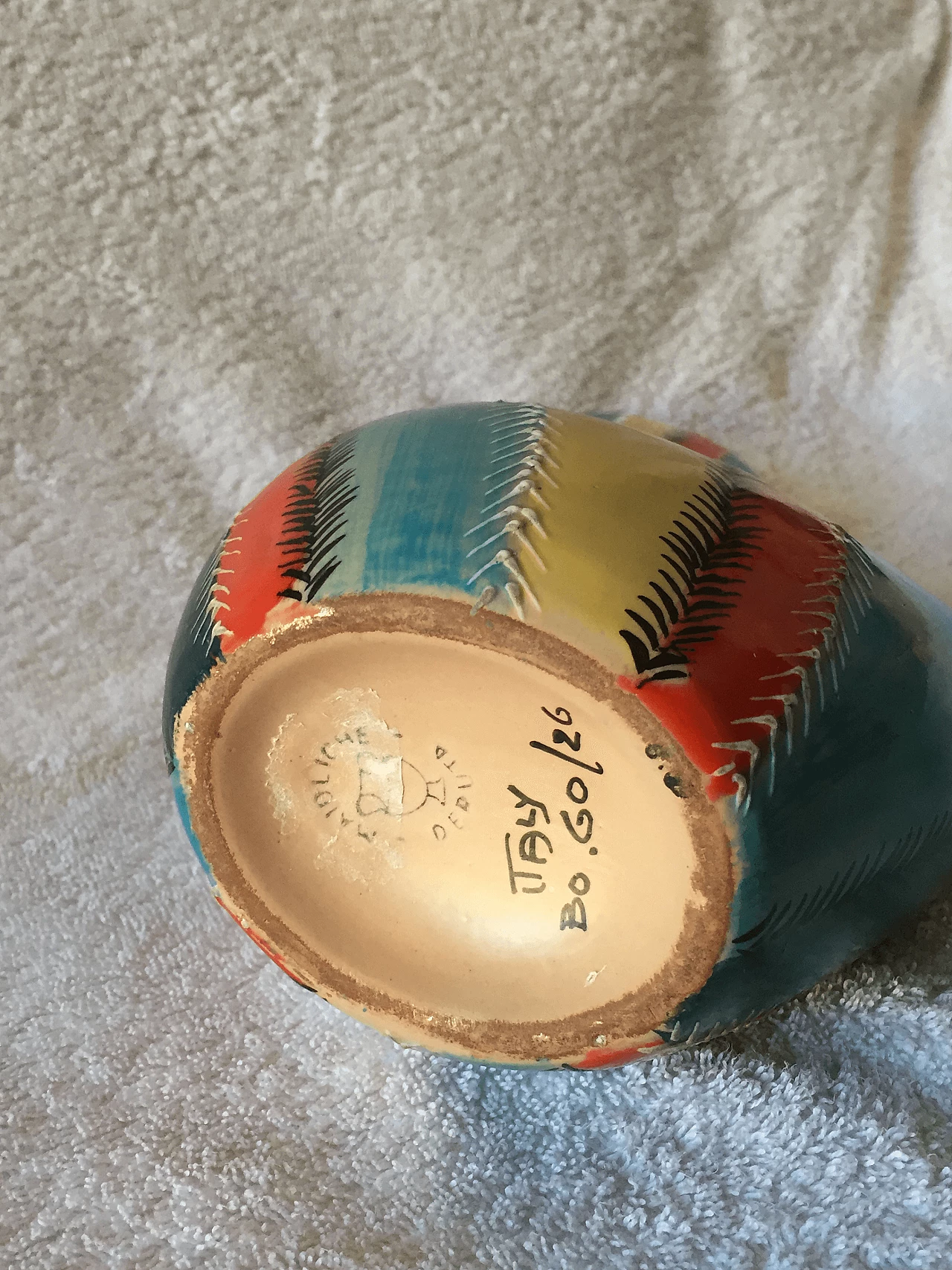 Caraffa in maiolica policroma di Deruta, anni '40 1369274