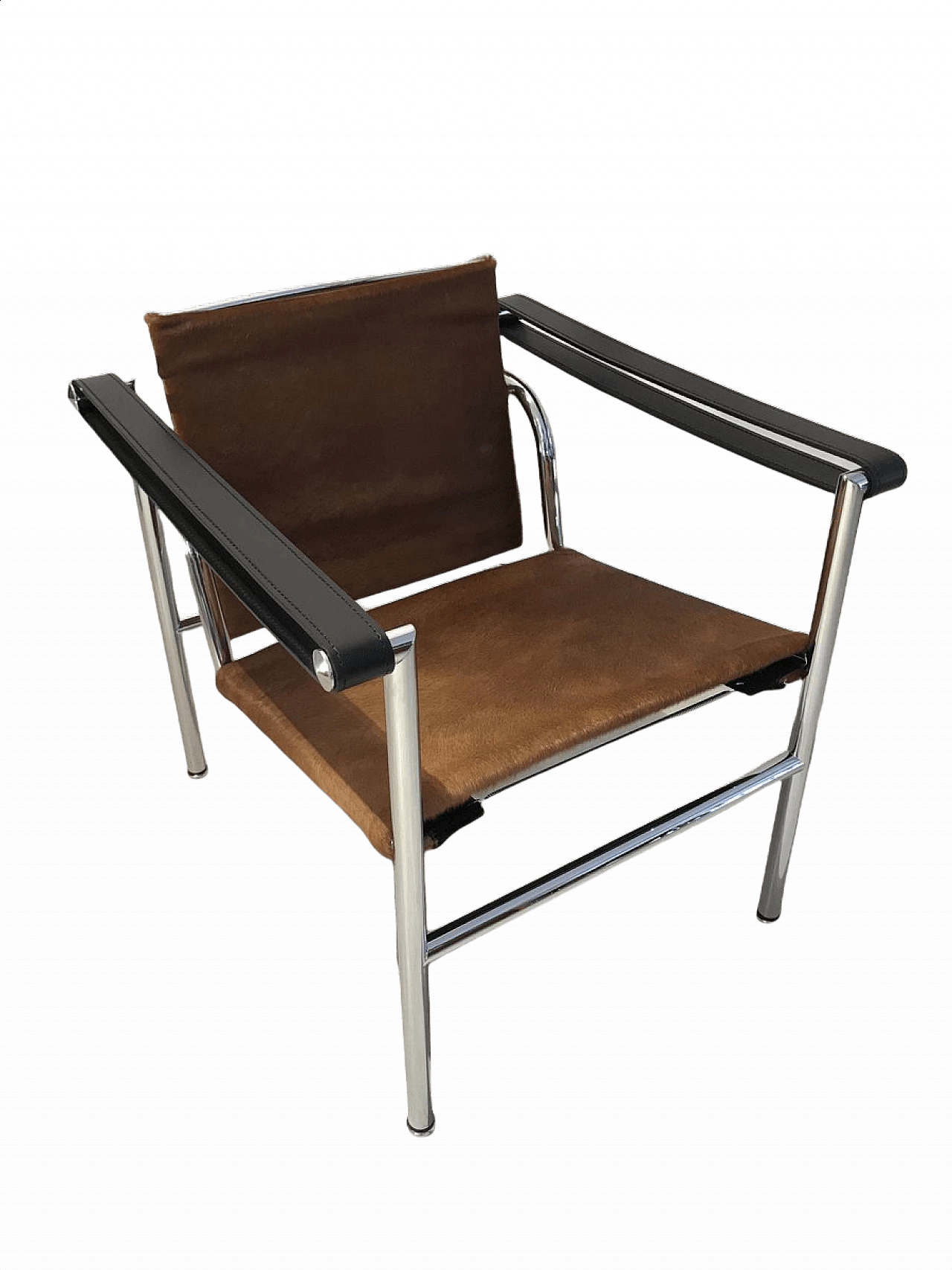 LC1 armchair in chrome-plated steel and cowhide by Le Corbusier for Cassina, 70s 1369388