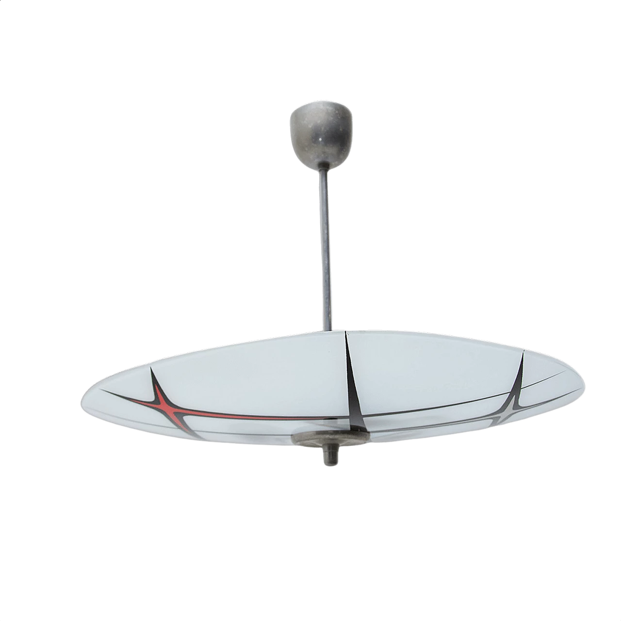 Lampadario Space Age in vetro e metallo cromato, anni '60 1369527