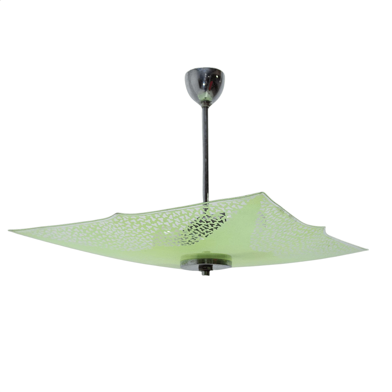 Lampadario in vetro verde, anni '60 1369535