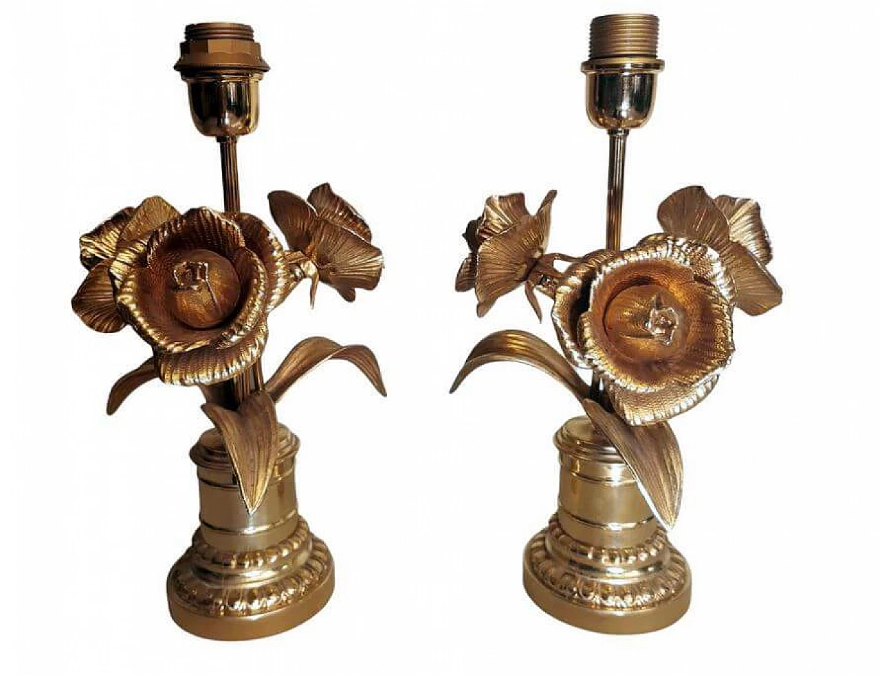 Pair of Maison Jansen Hollywood gilt brass table lamps, 1970s 1369559