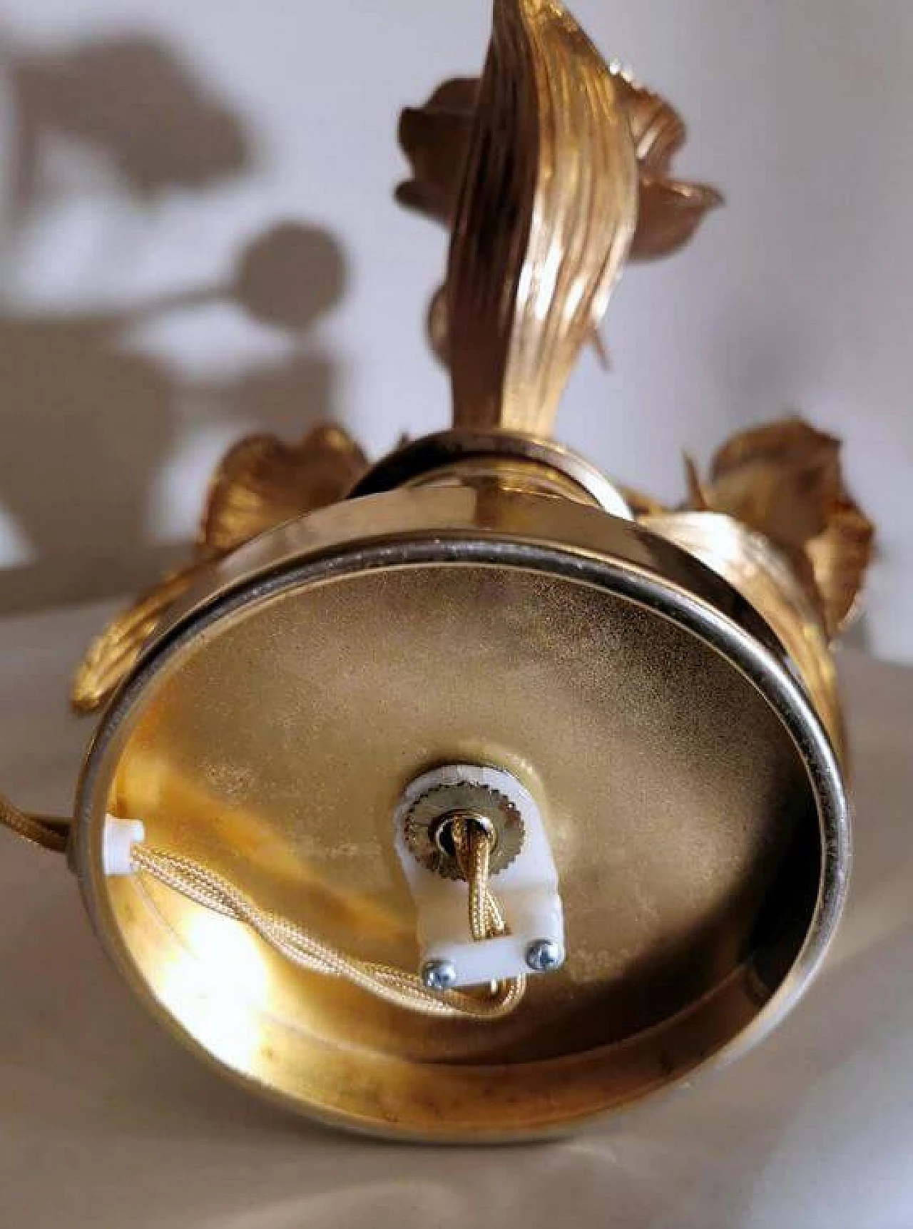 Coppia di lampade da tavolo Maison Jansen Hollywood in ottone dorato, anni '70 1369560