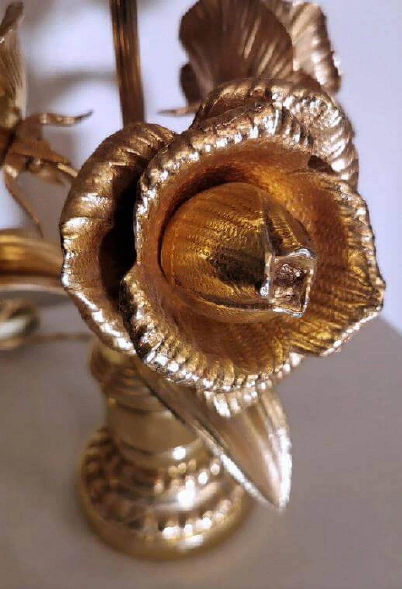 Coppia di lampade da tavolo Maison Jansen Hollywood in ottone dorato, anni '70 1369561