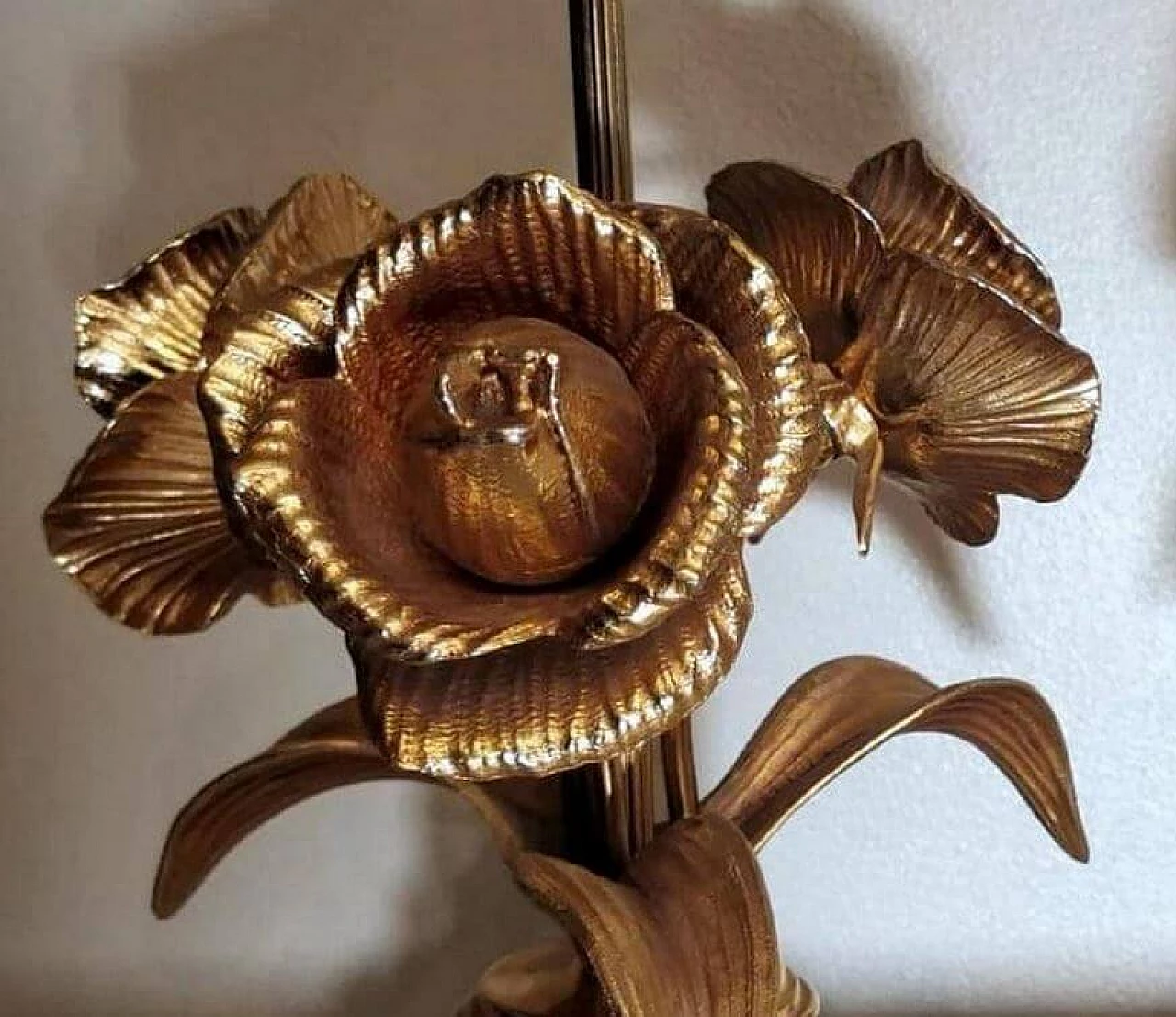 Coppia di lampade da tavolo Maison Jansen Hollywood in ottone dorato, anni '70 1369562