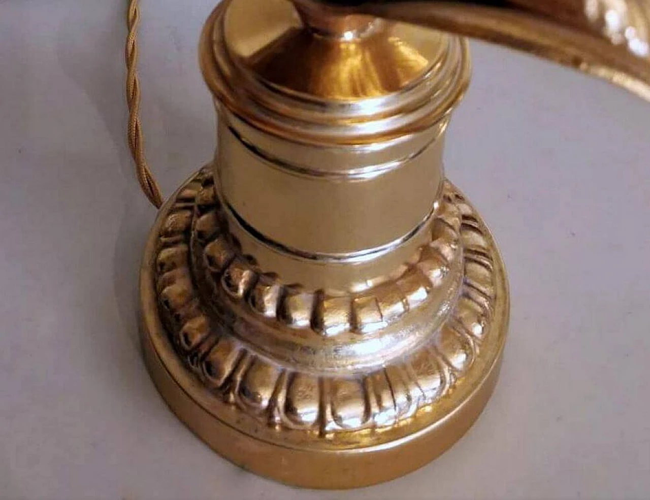 Coppia di lampade da tavolo Maison Jansen Hollywood in ottone dorato, anni '70 1369564