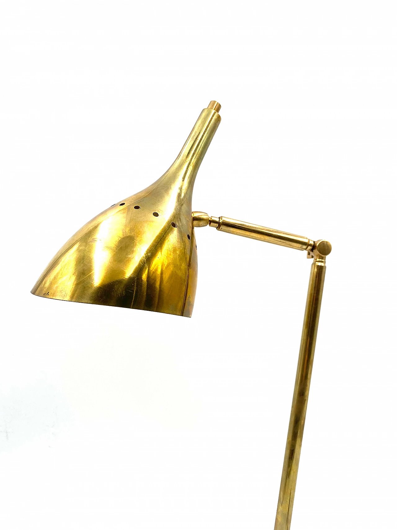 Lamp in gilded brass with base in white Carrara marble, 80s 1369574