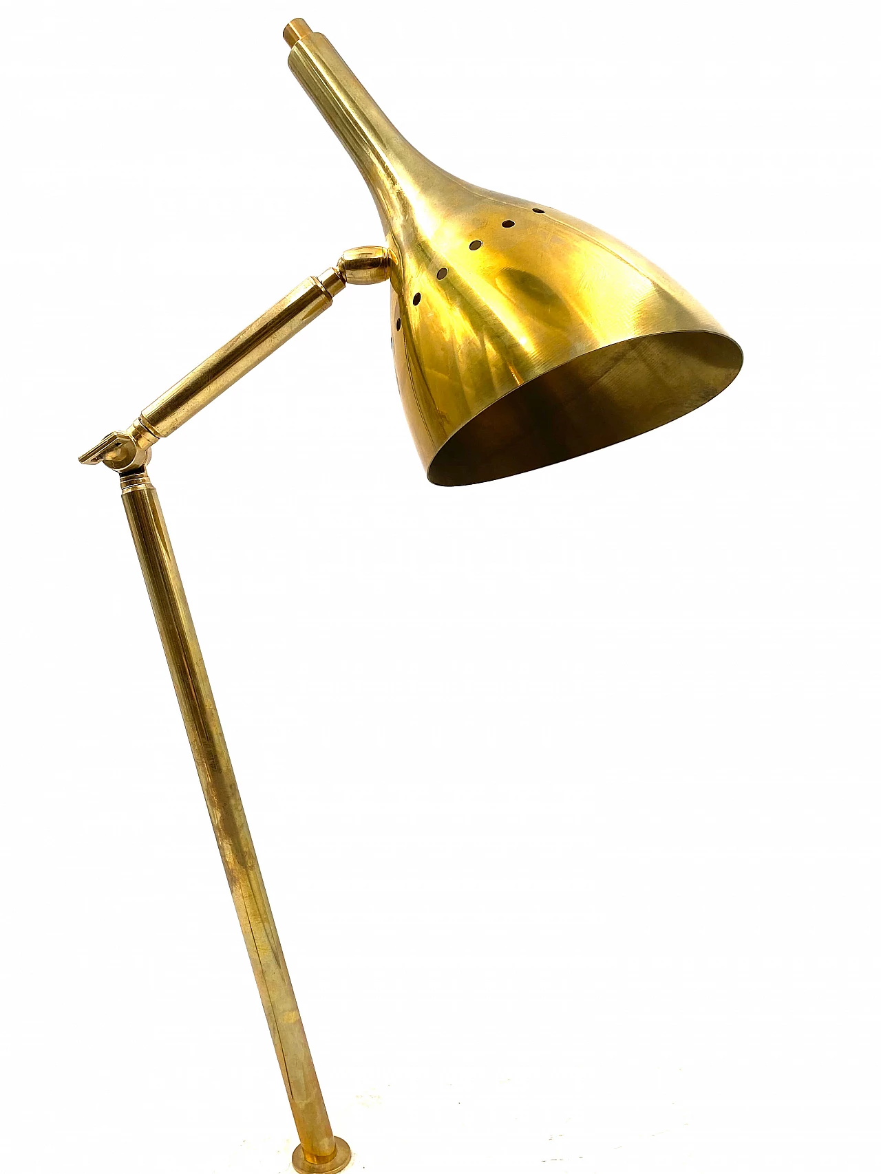 Lamp in gilded brass with base in white Carrara marble, 80s 1369582