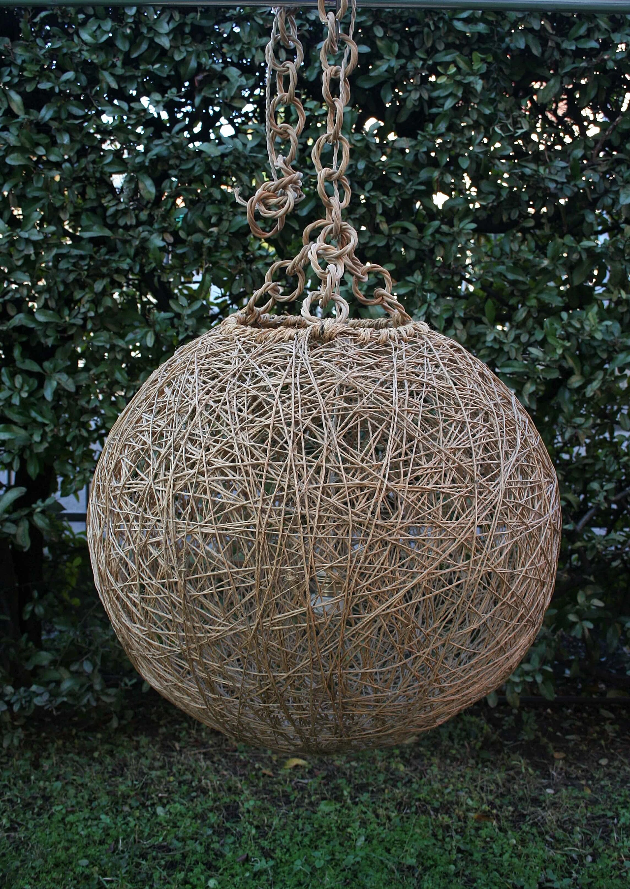 3 Natural fibre sphere ceiling lamps, 1980s 1369600