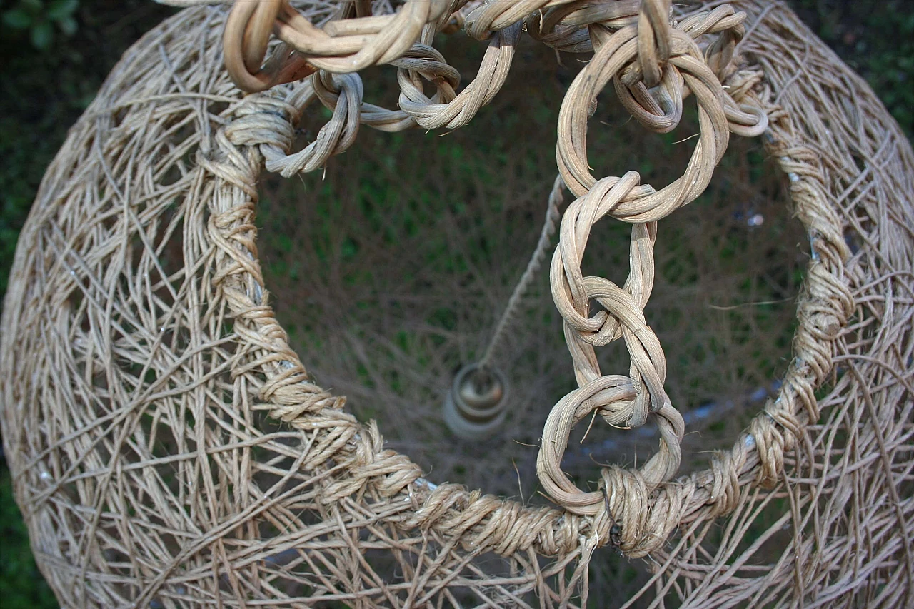 3 Lampade da soffitto a sfera in fibra naturale, anni '80 1369602