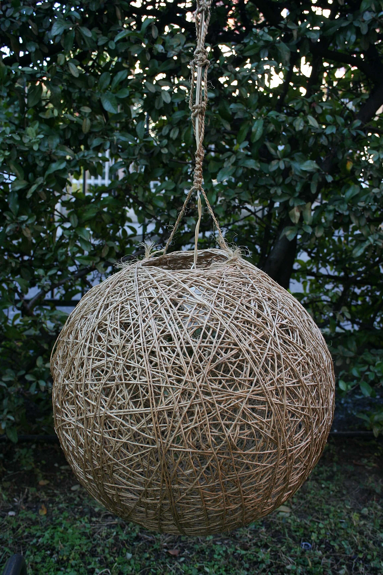 3 Lampade da soffitto a sfera in fibra naturale, anni '80 1369604