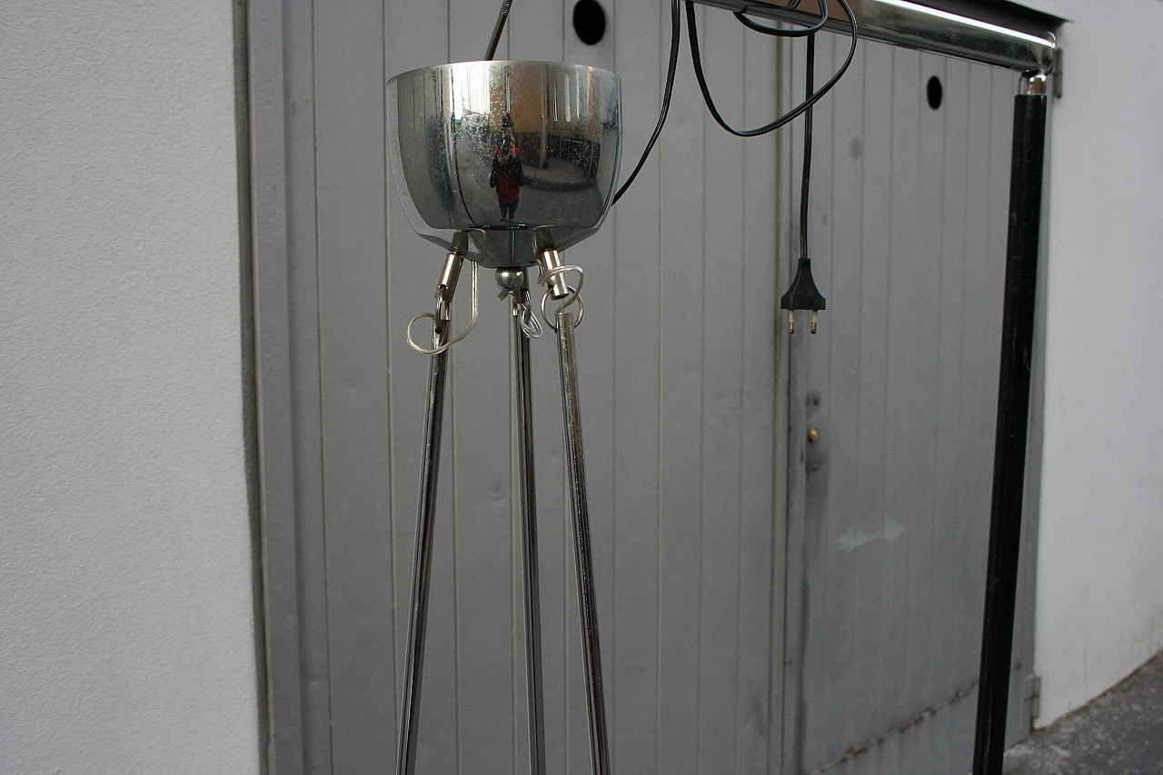 Lampadario Space Age in metallo cromato e smaltato nero, anni '70 1369624
