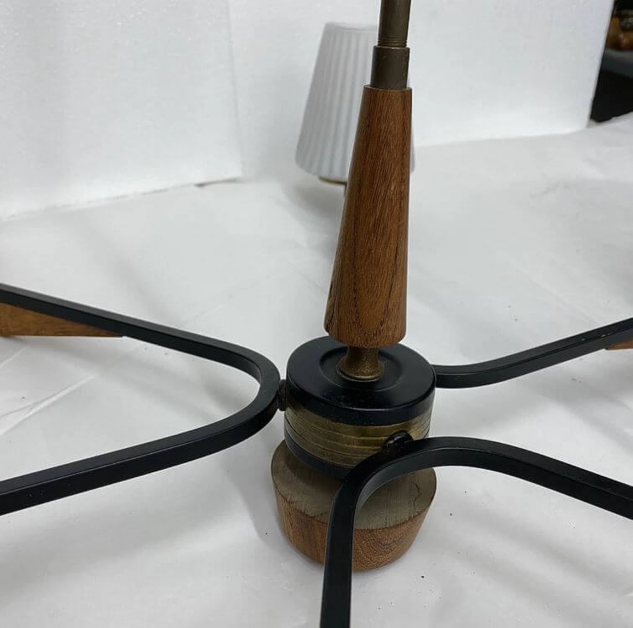 Lampadario in stile Stilnovo a 6 luci in teak, anni '60 1369632
