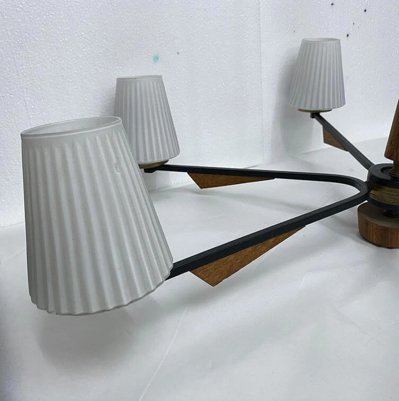 Lampadario in stile Stilnovo a 6 luci in teak, anni '60 1369637