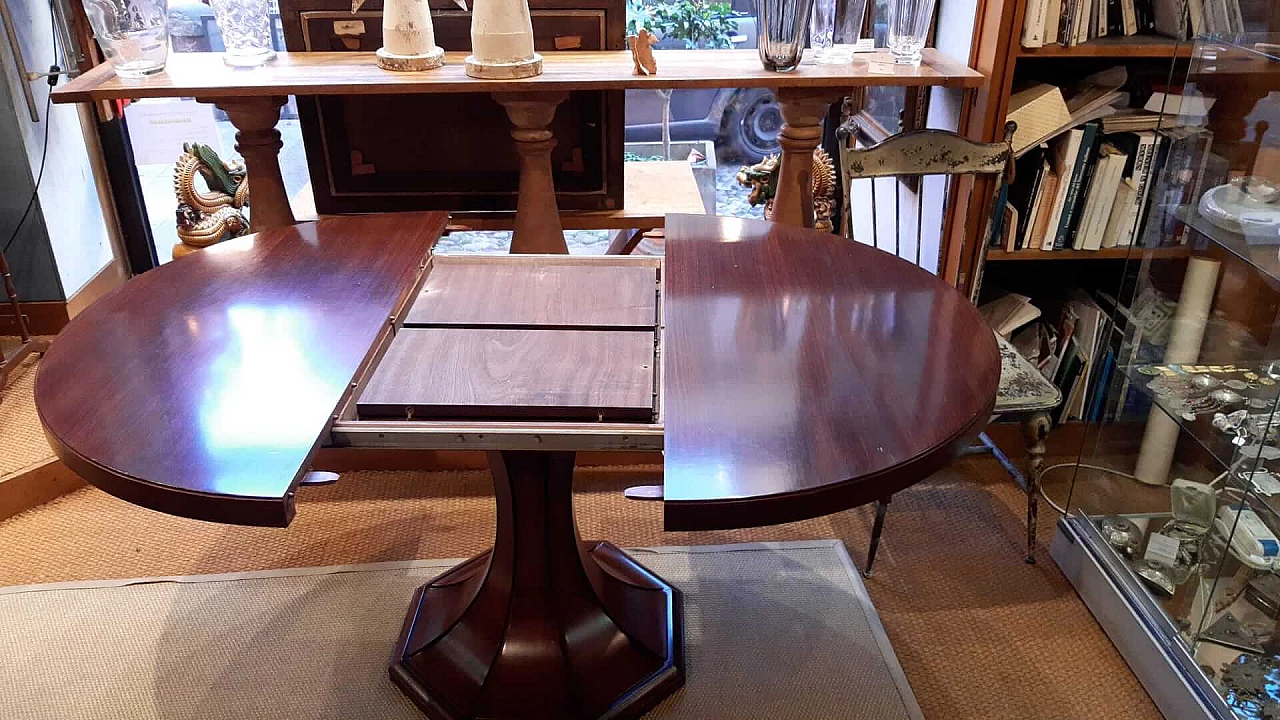 Extendable round table in Art Deco style in rosewood, 30s 1369638