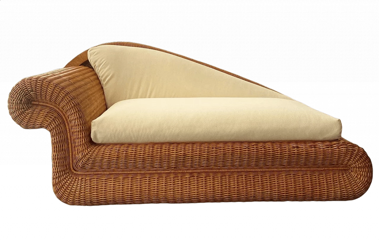 Dormeuse or chaise-longue in rattan and wicker, 60s 1370092