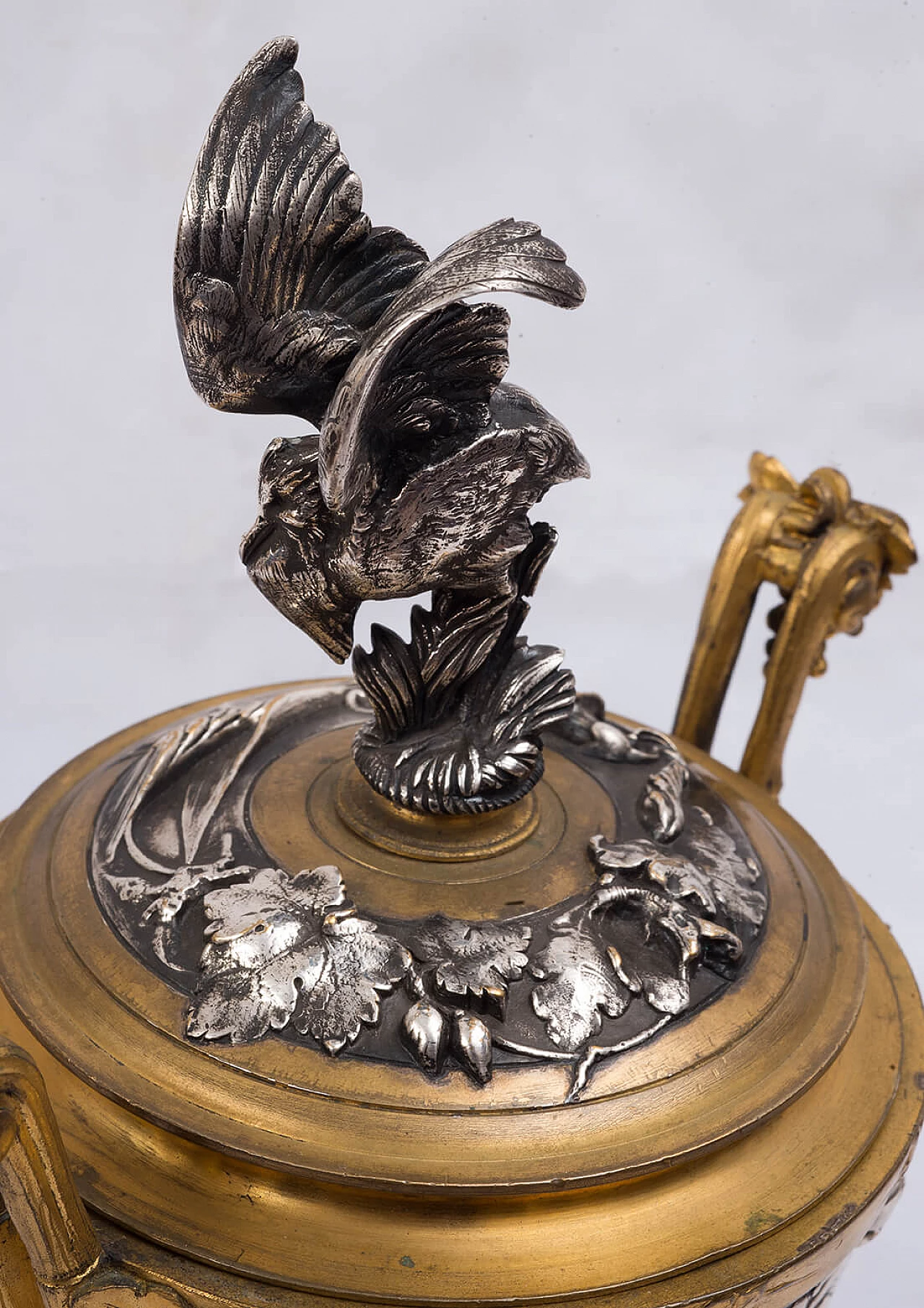 French gilt bronze and silver cup on alabaster base, 19th century 1370133