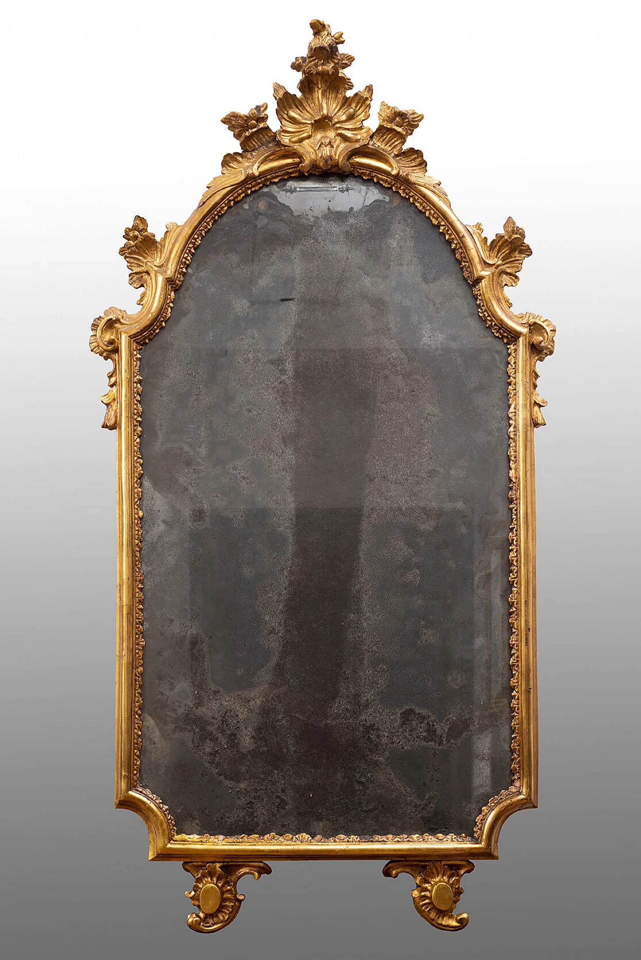 Specchiera napoletana Luigi XV in legno dorato e intagliato, '700 1370144