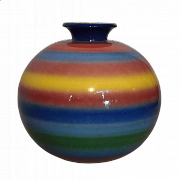 Vaso in ceramica arcobaleno di Andrea Galvani, anni '30