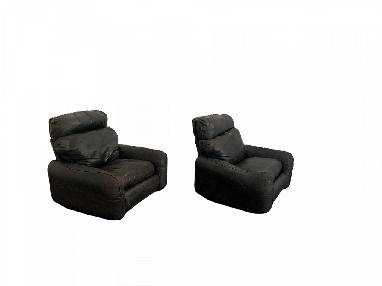 Pair of leather armchairs by Arrigo Arrigoni for Busnelli, 80s 1370302