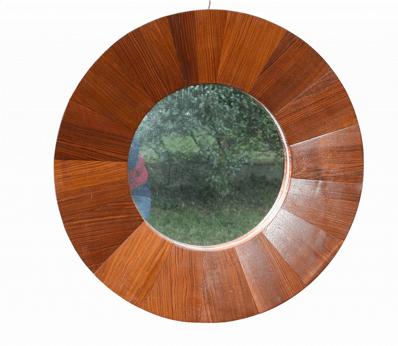 Round mirror with oak panelling, 1960s 1370320