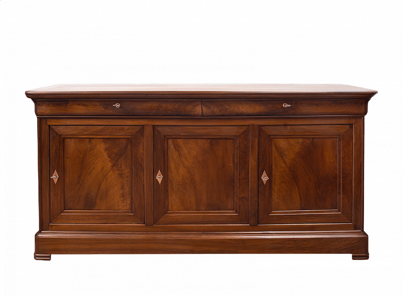 French solid walnut three-door sideboard, 19th century 1370343